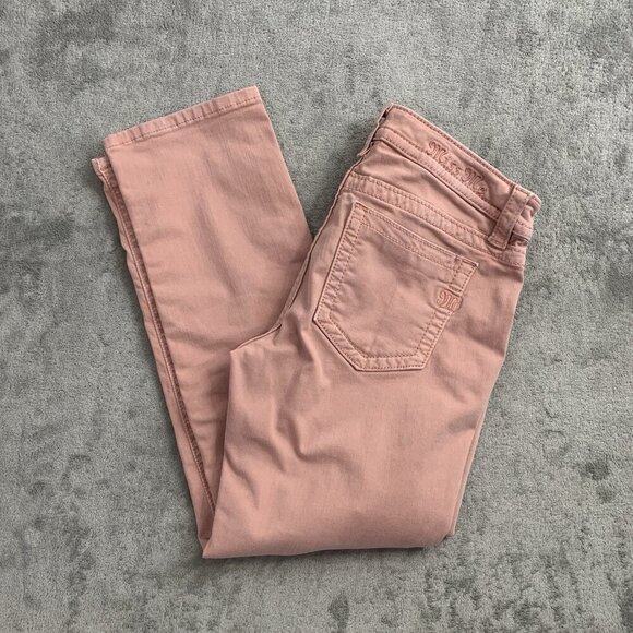 Miss Me Pants Women’s 28x24” Dusty Pink Mid Rise Easy Crop Casual Stretch - Picture 1 of 15